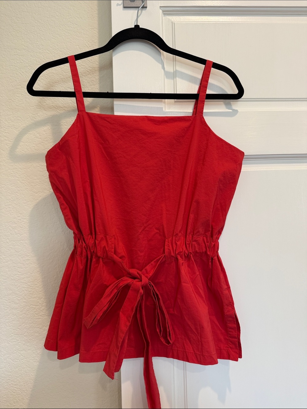 Prologue Red Tie-Waist Peplum Camisole with Slim Straps